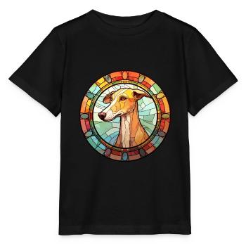 Old Croatian Sighthound Dog Breed Stained Glass Co - Stanley/Stella MINI CREATOR Kids’ T-Shirt - black - Front - Mikhail (115cm)