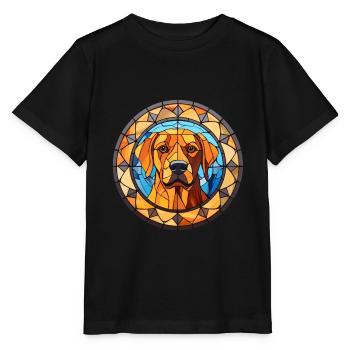 Perro de Presa Mallorquinische Hunderasse Glasmalerei - Stanley/Stella Kinder T-Shirt MINI CREATOR  - Schwarz - Vorne - Mikhail (115cm)