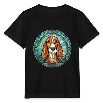 Russischer Harlekin Hund Rasse Buntglas Co - Stanley/Stella Kinder T-Shirt MINI CREATOR  - Schwarz - Vorne - Mikhail (115cm)