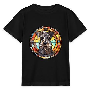 Standard Schnauzer chien race vitrail Colorfu - T-shirt bio MINI CREATOR Stanley/Stella Enfant - noir - Devant - Mikhail (115cm)