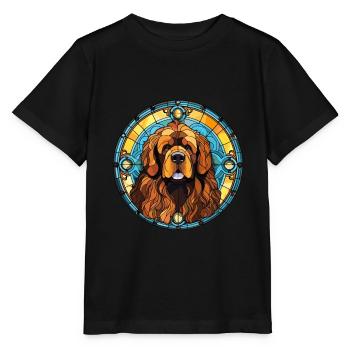 Tibetischer Mastiff Hunderasse Buntes Glas Buntes W - Stanley/Stella Kinder T-Shirt MINI CREATOR  - Schwarz - Vorne - Mikhail (115cm)