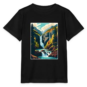 Foroglio Falls Schweiz Vintage Reiseposter - Stanley/Stella Kinder T-Shirt MINI CREATOR  - Schwarz - Vorne - Mikhail (115cm)