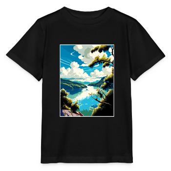 Danube River Europe Vintage voyage affiche Souvenir - T-shirt bio MINI CREATOR Stanley/Stella Enfant - noir - Devant - Mikhail (115cm)