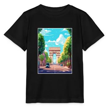 Arc de Triomphe Frankreich Paris Vintage Reiseposter - Stanley/Stella Kinder T-Shirt MINI CREATOR  - Schwarz - Vorne - Mikhail (115cm)