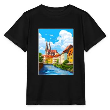 Ratisbonne Allemagne Vintage voyage affiche Souvenir - T-shirt bio MINI CREATOR Stanley/Stella Enfant - noir - Devant - Mikhail (115cm)