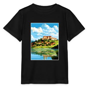Ptuj-Schloss-Slowenien-Bleder-Reise-Plakat - Stanley/Stella Kinder T-Shirt MINI CREATOR  - Schwarz - Vorne - Mikhail (115cm)
