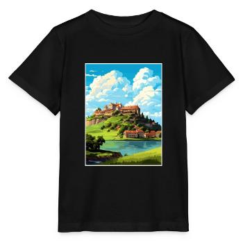 Ptuj-Schloss-Slowenien-Bleder-Reise-Plakat - Stanley/Stella Kinder T-Shirt MINI CREATOR  - Schwarz - Vorne - Mikhail (115cm)