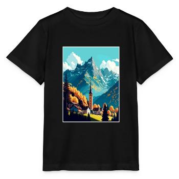 Berchtesgaden Allemagne Vintage Travel Poster WPA - T-shirt bio MINI CREATOR Stanley/Stella Enfant - noir - Devant - Mikhail (115cm)