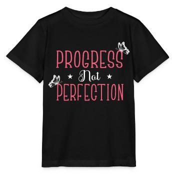 Le progrès au lieu de la perfection L’amour de soi - T-shirt bio MINI CREATOR Stanley/Stella Enfant - noir - Devant - Mikhail (115cm)
