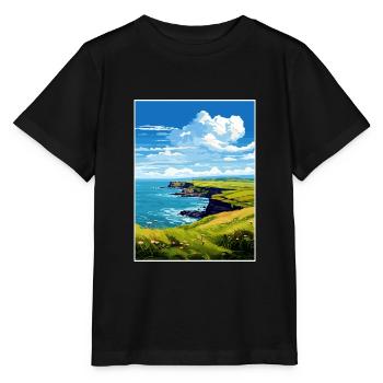 L’affiche de voyage de la péninsule de Lizard Cornwall - T-shirt bio MINI CREATOR Stanley/Stella Enfant - noir - Devant - Mikhail (115cm)