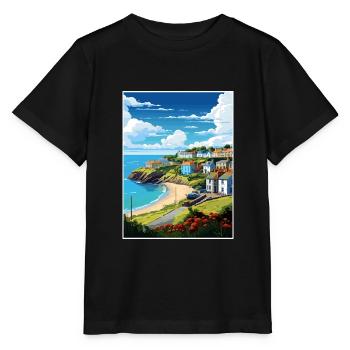 La péninsule de Roseland Cornwall affiche de voyage - T-shirt bio MINI CREATOR Stanley/Stella Enfant - noir - Devant - Mikhail (115cm)