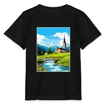 Ramsau Allemagne Berchtesgaden Vintage Travel Poster - T-shirt bio MINI CREATOR Stanley/Stella Enfant - noir - Devant - Mikhail (115cm)