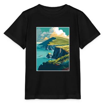 Péninsule de Dingle Irlande Vintage voyage affiche WPA - T-shirt bio MINI CREATOR Stanley/Stella Enfant - noir - Devant - Mikhail (115cm)