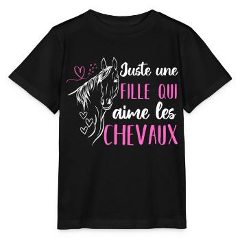 Juste une fille qui adore les chevaux cadeau - T-shirt bio MINI CREATOR Stanley/Stella Enfant - noir - Devant - Mikhail (115cm)