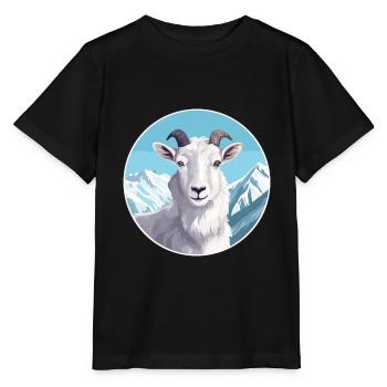 Goat Watercolor Cartoon Kawaii Pet Animal Colorful - Stanley/Stella MINI CREATOR Kids’ T-Shirt - black - Front - Mikhail (115cm)