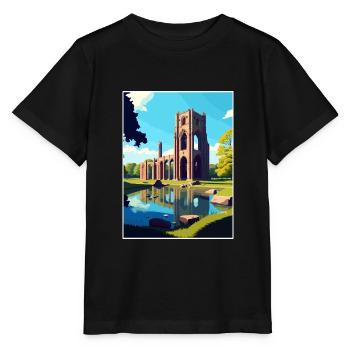 Fountains Abbey Vintage Travel Poster WPA Souvenir - Stanley/Stella MINI CREATOR Kids’ T-Shirt - black - Front - Mikhail (115cm)