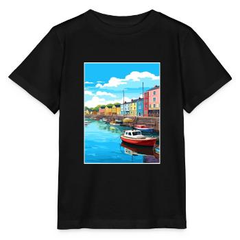 Plymouth Angleterre Vintage voyage affiche Souvenir - T-shirt bio MINI CREATOR Stanley/Stella Enfant - noir - Devant - Mikhail (115cm)