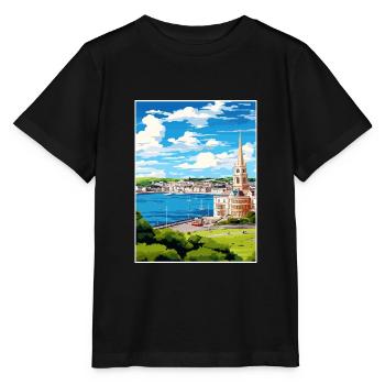 Plymouth Angleterre Vintage voyage affiche Souvenir - T-shirt bio MINI CREATOR Stanley/Stella Enfant - noir - Devant - Mikhail (115cm)