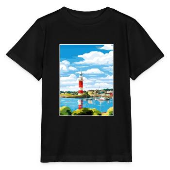 Plymouth Angleterre Vintage voyage affiche Souvenir - T-shirt bio MINI CREATOR Stanley/Stella Enfant - noir - Devant - Mikhail (115cm)