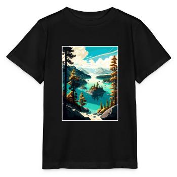 Emerald Bay State Park Kalifornien Reiseposter - Stanley/Stella Kinder T-Shirt MINI CREATOR  - Schwarz - Vorne - Mikhail (115cm)