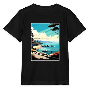 Monterey Bay Californie Vintage voyage affiche WPA - T-shirt bio MINI CREATOR Stanley/Stella Enfant - noir - Devant - Mikhail (115cm)