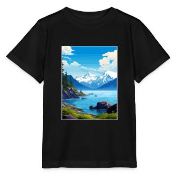 Resurrection Bay Alaska Vintage voyage affiche WPA - T-shirt bio MINI CREATOR Stanley/Stella Enfant - noir - Devant - Mikhail (115cm)