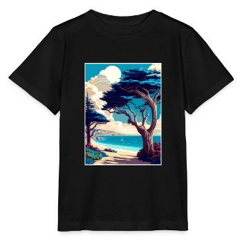 Monterey Bay Californie Vintage voyage affiche WPA - T-shirt bio MINI CREATOR Stanley/Stella Enfant - noir - Devant - Mikhail (115cm)