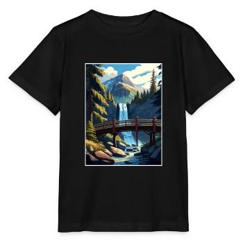 Cascade Falls California Vintage Travel Poster WPA - Stanley/Stella MINI CREATOR Kids’ T-Shirt - black - Front - Mikhail (115cm)