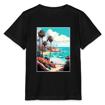La Jolla Shore California Vintage Travel Poster - Stanley/Stella MINI CREATOR Kids’ T-Shirt - black - Front - Mikhail (115cm)
