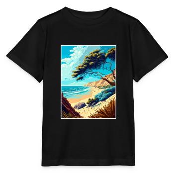 Carpinteria Bluffs Californie affiche de voyage - T-shirt bio MINI CREATOR Stanley/Stella Enfant - noir - Devant - Mikhail (115cm)