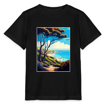 Carpinteria Bluffs Californie affiche de voyage - T-shirt bio MINI CREATOR Stanley/Stella Enfant - noir - Devant - Mikhail (115cm)