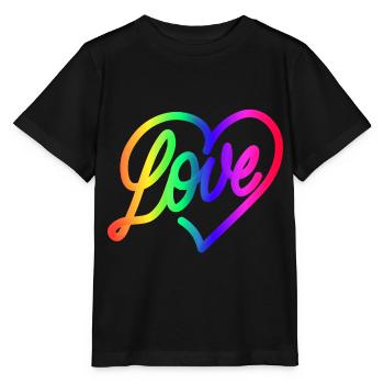 Love LOVE love Heart Rainbow - Stanley/Stella MINI CREATOR Kids’ T-Shirt - black - Front - Mikhail (115cm)