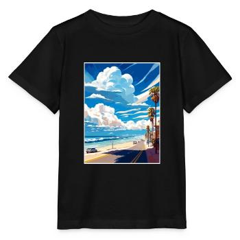 Manhattan Beach Kalifornien Vintage Reiseposter - Stanley/Stella Kinder T-Shirt MINI CREATOR  - Schwarz - Vorne - Mikhail (115cm)