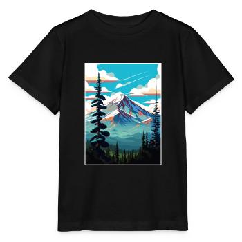 Shasta Trinity National Forest Travel Poster - Stanley/Stella MINI CREATOR Kids’ T-Shirt - black - Front - Mikhail (115cm)