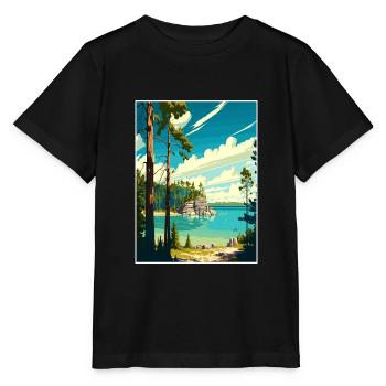 Affiche de voyage du parc d’État de la péninsule du Wisconsin - T-shirt bio MINI CREATOR Stanley/Stella Enfant - noir - Devant - Mikhail (115cm)