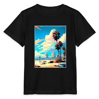 Long Beach Californie Cali Vintage affiche de voyage - T-shirt bio MINI CREATOR Stanley/Stella Enfant - noir - Devant - Mikhail (115cm)