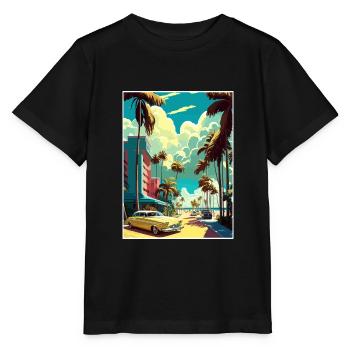 South Beach Florida Vintage Travel Poster Souvenir - Stanley/Stella MINI CREATOR Kids’ T-Shirt - black - Front - Mikhail (115cm)
