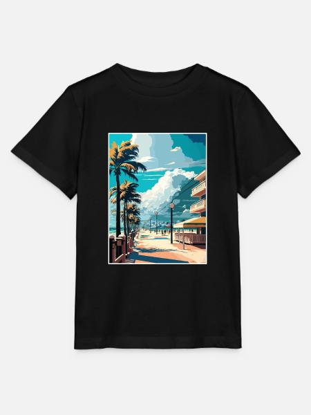 South Beach Florida Vintage Travel Poster Souvenir - Stanley/Stella MINI CREATOR Kids’ T-Shirt - black