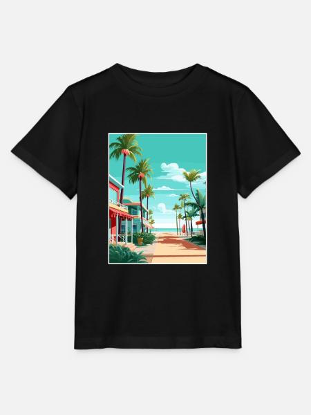 South Beach Texas Vintage Travel Poster Souvenir - Stanley/Stella MINI CREATOR Kids’ T-Shirt - black