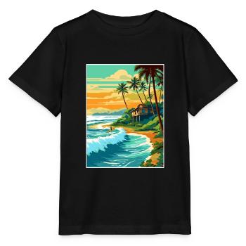 North Shore Hawaii Vintage Travel Poster Souvenir - Stanley/Stella MINI CREATOR Kids’ T-Shirt - black - Front - Mikhail (115cm)