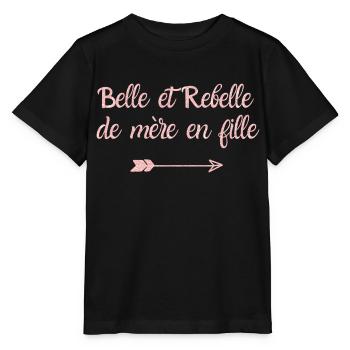 Belle et rebelle de mère en fille rose gold - T-shirt bio MINI CREATOR Stanley/Stella Enfant - noir - Devant - Mikhail (115cm)