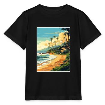 North Shore Hawaii Vintage Travel Poster Souvenir - Stanley/Stella MINI CREATOR Kids’ T-Shirt - black - Front - Mikhail (115cm)