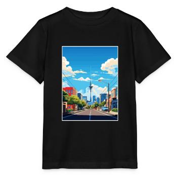 Auckland Nouvelle-Zélande Nz Vintage voyage affiche WPA - T-shirt bio MINI CREATOR Stanley/Stella Enfant - noir - Devant - Mikhail (115cm)
