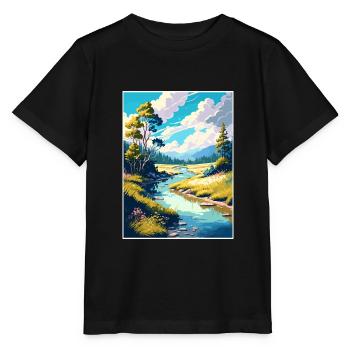 Wye Creek Decoration New Zealand Travel Poster - Stanley/Stella MINI CREATOR Kids’ T-Shirt - black - Front - Mikhail (115cm)
