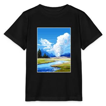 Pohutu Geyser Rotorua New Zealand Travel Poster - Stanley/Stella MINI CREATOR Kids’ T-Shirt - black - Front - Mikhail (115cm)