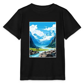 Franz Josef Gletscher Neuseeland Reiseposter - Stanley/Stella Kinder T-Shirt MINI CREATOR  - Schwarz - Vorne - Mikhail (115cm)