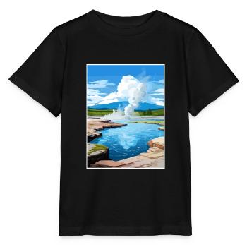 Pohutu Geyser Rotorua New Zealand Travel Poster - Stanley/Stella MINI CREATOR Kids’ T-Shirt - black - Front - Mikhail (115cm)