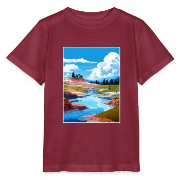 Whakarewarewa Geothermal Valley Travel Poster - Stanley/Stella MINI CREATOR Kids’ T-Shirt - burgundy - Front - Kain (125cm)