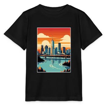 Brisbane Australien Vintage Reiseposter Souvenir - Stanley/Stella Kinder T-Shirt MINI CREATOR  - Schwarz - Vorne - Mikhail (115cm)