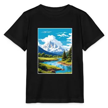 San Martin De Los Andes Vintage voyage affiche WPA - T-shirt bio MINI CREATOR Stanley/Stella Enfant - noir - Devant - Mikhail (115cm)